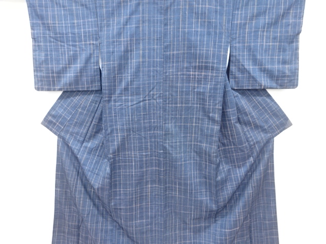 JAPANESE KIMONO / ANTIQUE KIMONO / SILK / FUSHI TSUMUGI / WOVEN GRID
